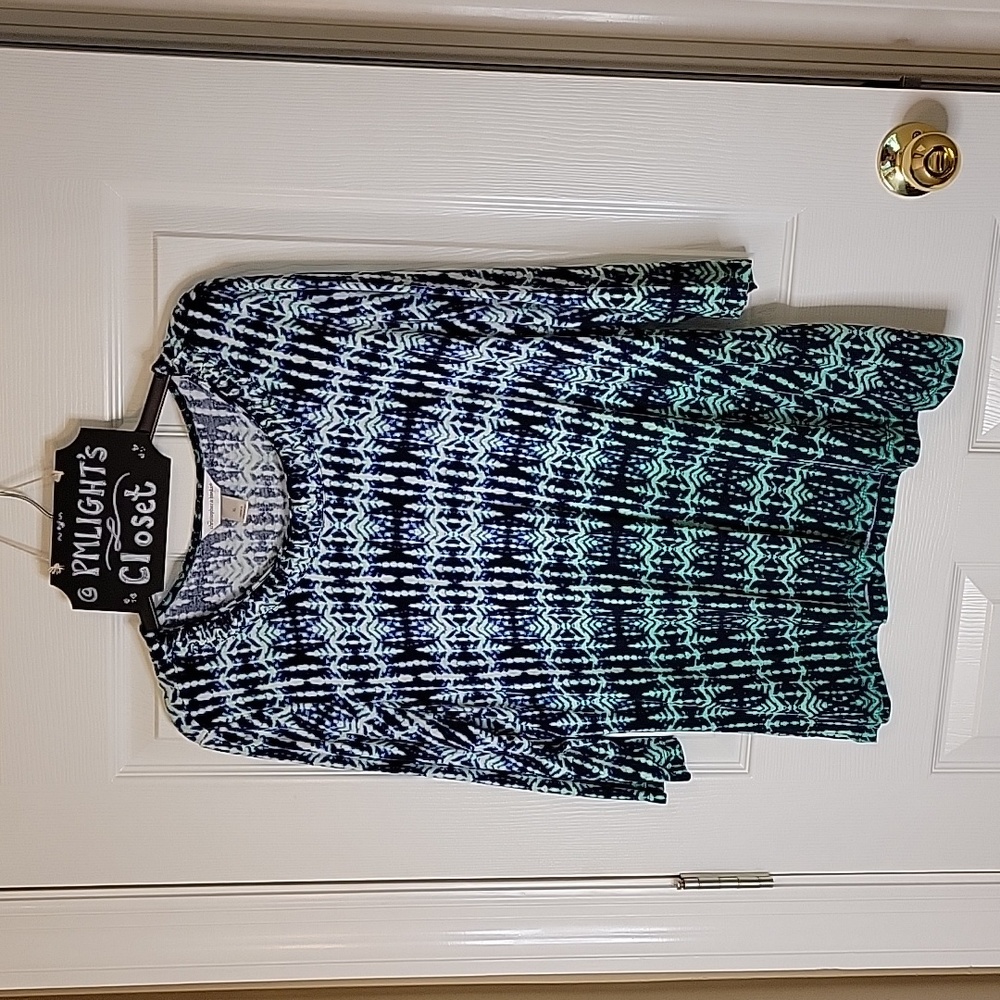 Christopher & Banks Blouse XL Blue White Green